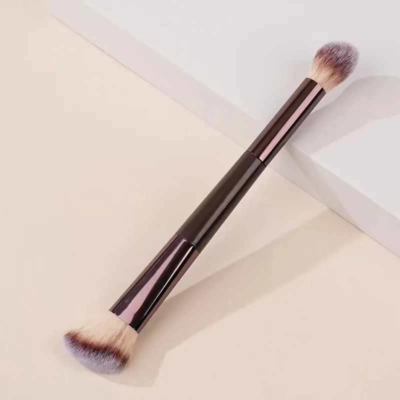 1Pc Professional Long Aluminum Tube Makeup Brush Double-Ended Highlight Brush Contour Brush Makeup Tools With Soft Fiber And Ski