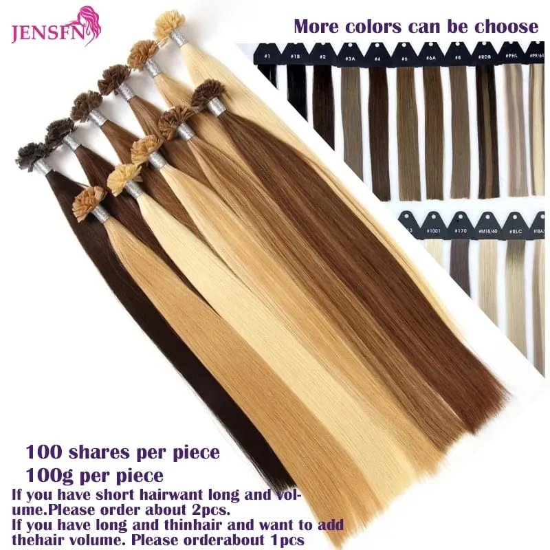 Straight Flat Tip Human Hair Extensions 16"-26" Inch 1g/Strand 100% Hair Extensions Keratin Capsule Fusion Hair For Women
