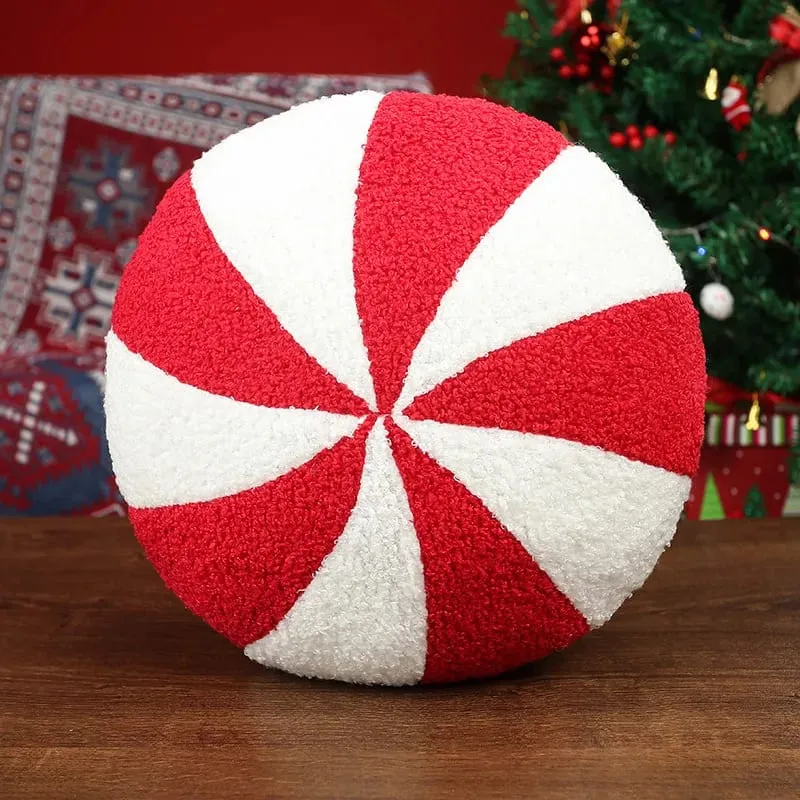 Classic Christmas Series Throw Pillow Candy Lollipop Snowflake Xmas Scepter Balls Doll Soft Sofa Cushion Festival Home Decor — image 15