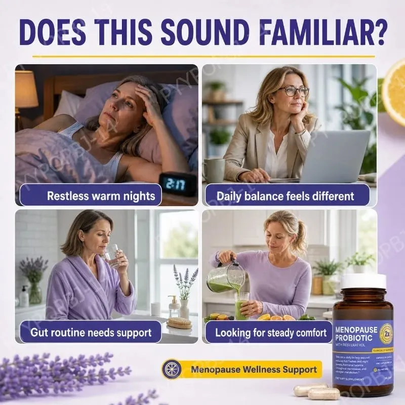 Probiotik Menopause untuk Wanita Keseimbangan Hormon Hot Flashes Berkeringat Malam Kesehatan Usus Resveratrol & Kapsul Omega 30 — image 3