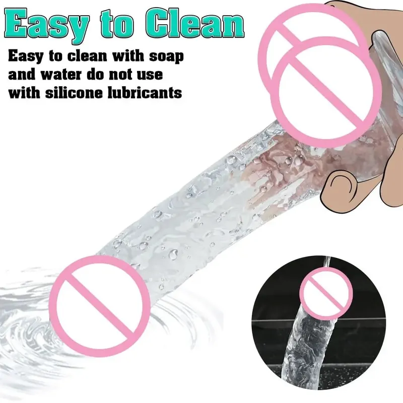 Different Sizes Transparent Soft Jelly Dildo Realistic Fake Dick Penis with Suction Cup G Spot Vagina Massage Sex Toy for Women