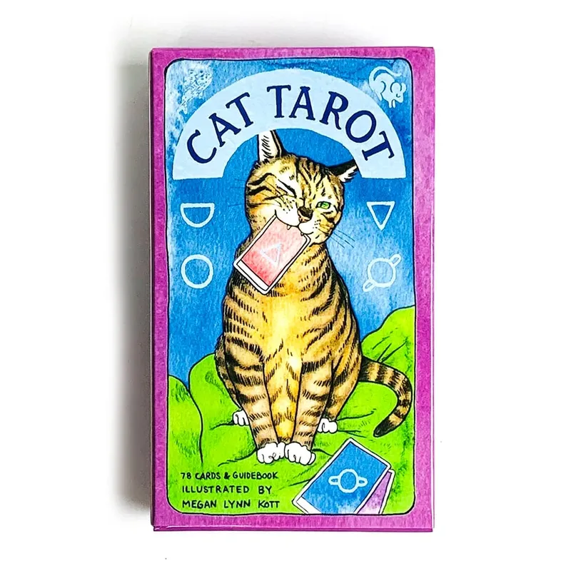 Cat Tarot Cards 78‑Pcs Cute Cat Design Tarot Cards Set Fortune‑Telling Divination Tarot Deck for Beginners and Cat Lovers