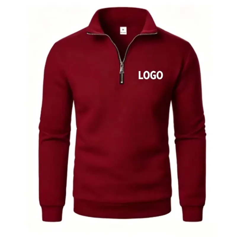 Free customization of men's spring and autumn new casual half-chain stand-up collar cardigan the trend of simple and loose over