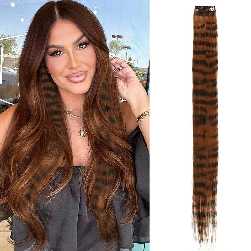 Rainbow Colored Feather Clip In Hair Extensions 18inch Synthetic Hair Piece Y2K Fashion For Women Girls Cosplay Party Halloween