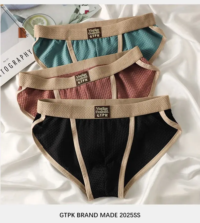 3 pcs Vintage Men High Cut Nylon Briefs Ice Silk Mesh Cool Underpants Soft Breathable Quick Dry Mens Underwear