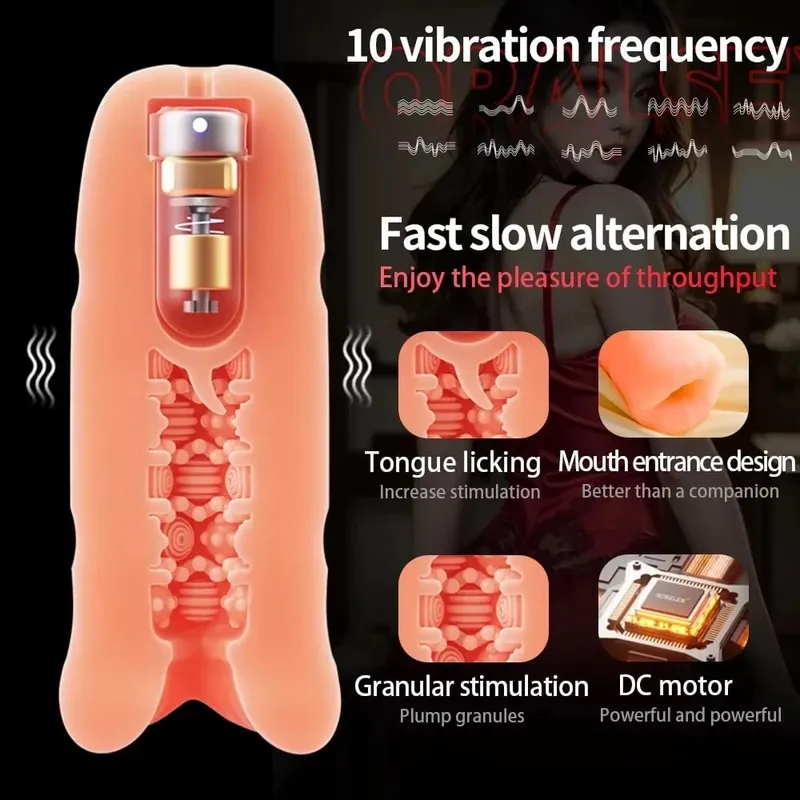 Automatic Male Masturbator Cup Vibrator Tongue Licking Blowjob Real Vagina Pocket Pussy Penis Oral Sex Toy For Adult Men Sex