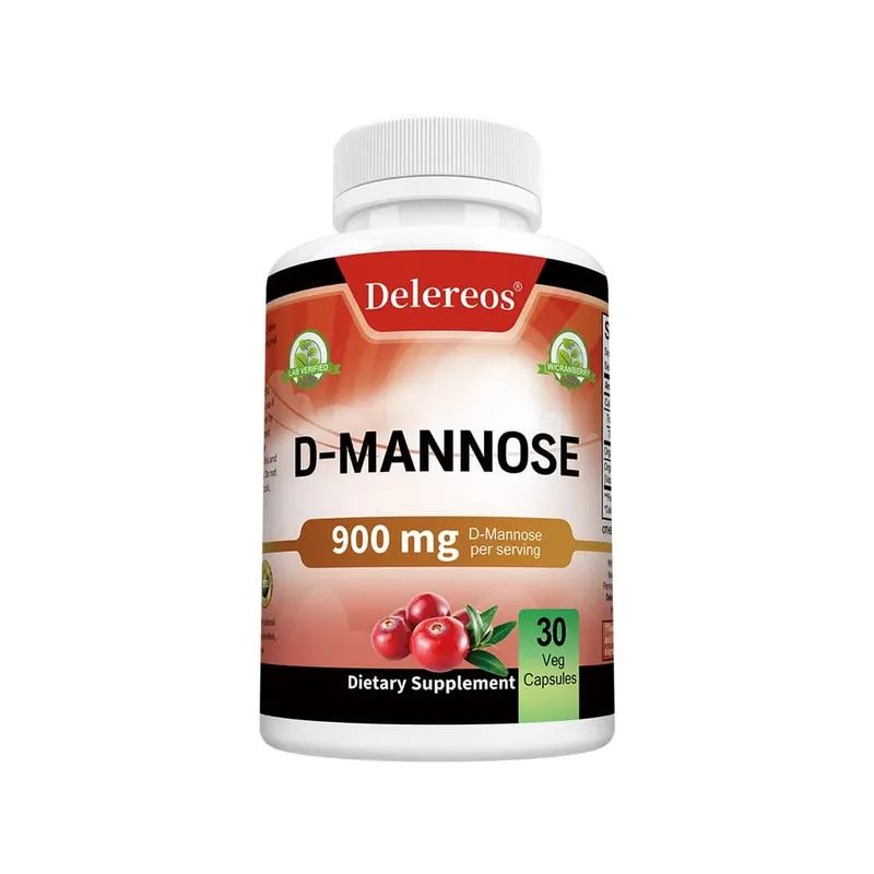 Organic D-Mannose 900mg Per Serving 120 Capsules Strongly Supports Urinary Tract Cleanse in Women and Prostate Health in Men