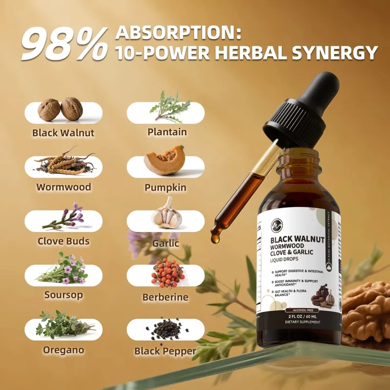 Black Walnut Drops Wormwood Tincture - with Clove Berberine - Heart & Gentle Gut Cleanse & Digestive Health - Gut-Friendly — image 2