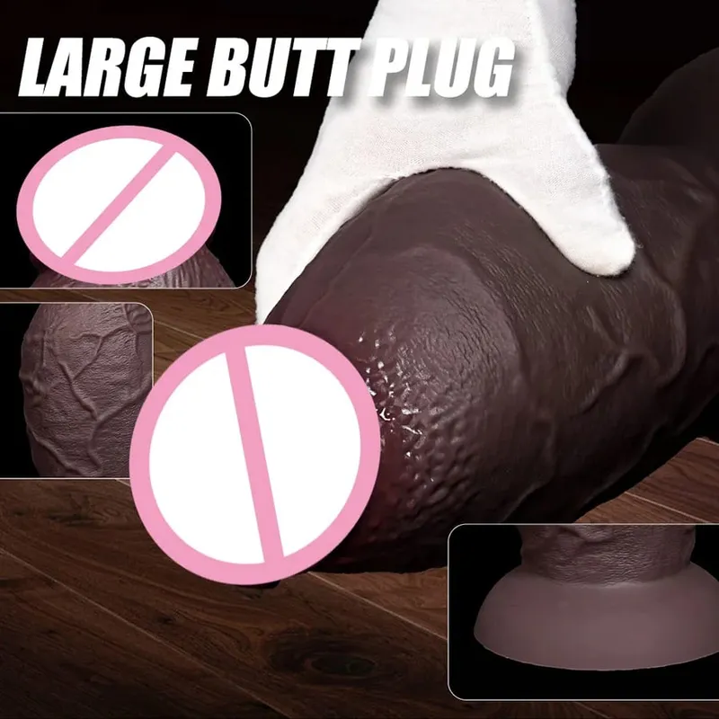 Super Realistic Anal Silicone Dildo Soft Huge Penis Suction Cup Dildo Vaginal Expander G-spot Stimulation with Strong Suction Cup Release Anal Training Hands Buttplug Adult Masturbator Cock Big Dick Butt Plug Sex Toys For Women Men Couples — image 4