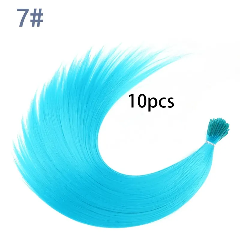 Synthetic Colored I-Tip Stick Hair Extensions Straight Hair 16 Inch For Women High Temperature 10 Strands/Pack Colors