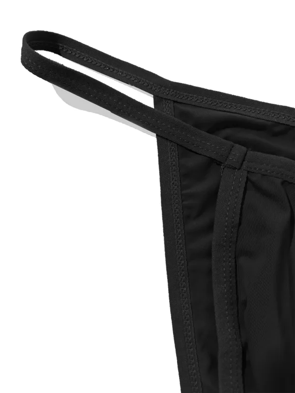 1 ADET Erkek Seksi Düşük Bel Büyük Torbalı Külot Tek Renkli İnce Kemer Yaz İçin Rahat İnce Tasarım Saf Renkli İç Çamaşırı