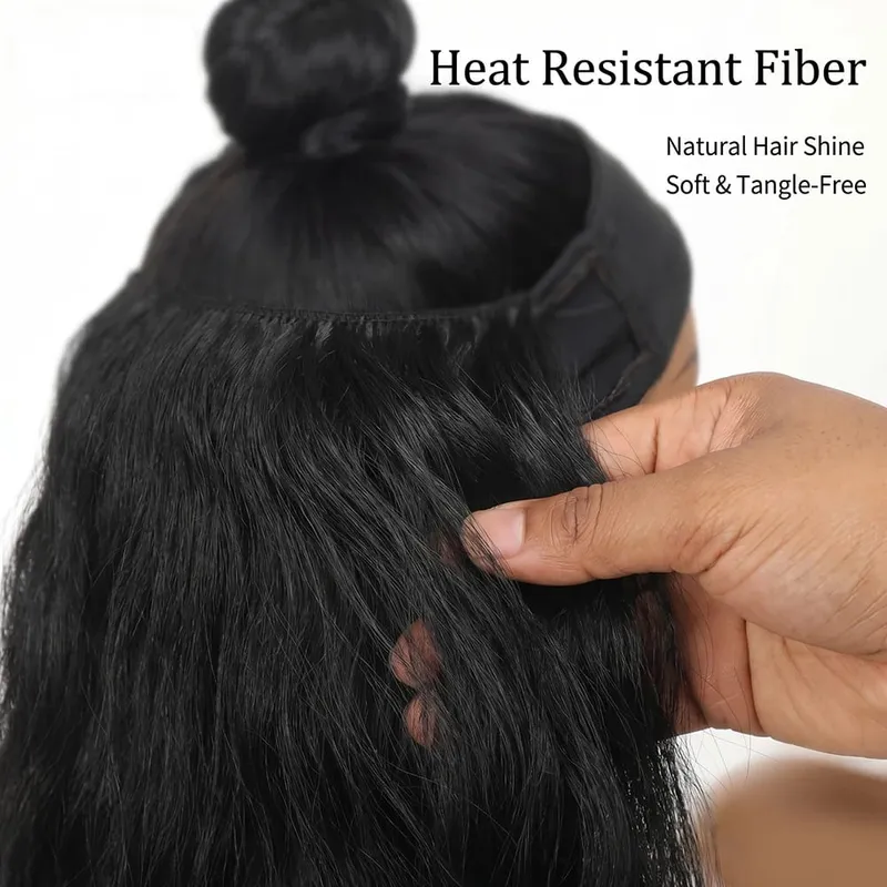 20" Invisible Wire Hair Extensions No Clip One Piece Natural Synthetic Long Hair Secret Fish Line Hairpiece Soft Thick for Women
