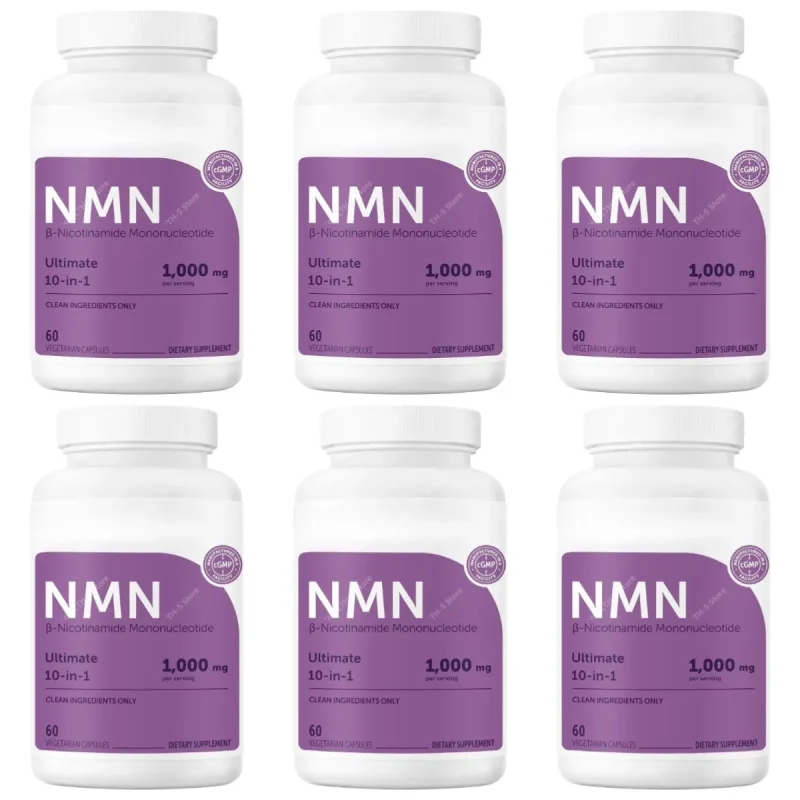 NMN Capsules 1000mg Per Serving with Resveratrol CoQ10 Vitamin C Vegan Formula Daily Wellness Supplement Clean Ingredients 120Ct