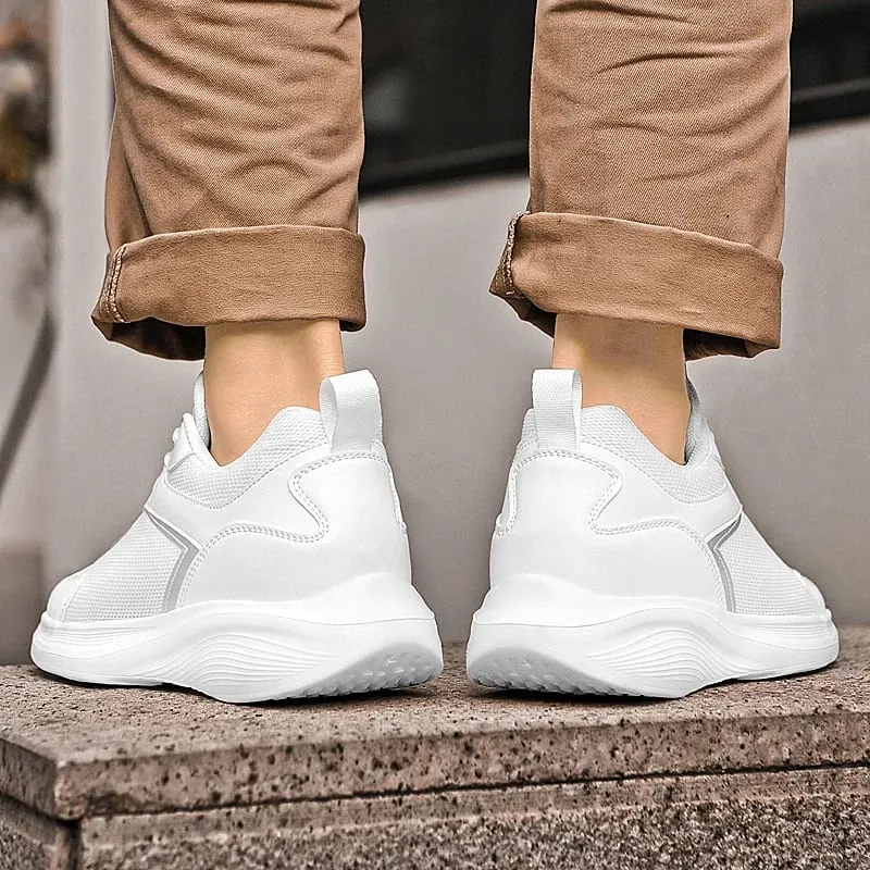 Men Fashion Height Increasing Sneakers Breathable Mesh Height Increase Shoes Microfiber Sole Comfortable Outdoor Walking Shoes — image 5