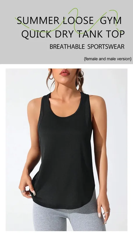 Womens Solid Sleeveless Tops Quick Drying Summer Sports Vest Loose Breathable Soft Gym Outdoor Wear Basic Womans Tank Shirts