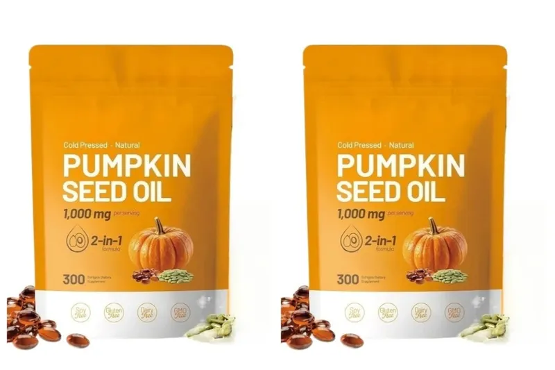 Pumpkin Seed Oil Capsules Cold Pressed Pure Virgin Oil Essential Fatty Acids Phytosterols 300 Softgels Supports Hair Non GMO