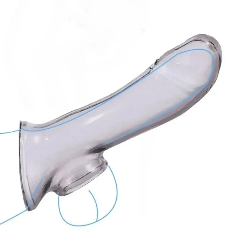 Extensor peniano adulto elástico alto, preservativo reutilizável e mais seguro, brinquedo sexual para casal, homens, ferramentas de ejaculação retardada — image 2