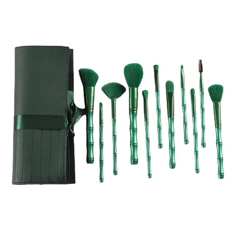 11Pcs Bamboo Makeup Brushes Kit Soft Dense Hair Multifunctional Brush Set Foundation Face Powder Eyeshadow Blush