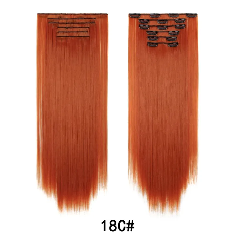 Jeedou Jeedou 6Pcs Clip In Straight Hair Extensions 60cm Long Synthetic Hair Pieces With 16 Clips Heat Resistant Hair For Women