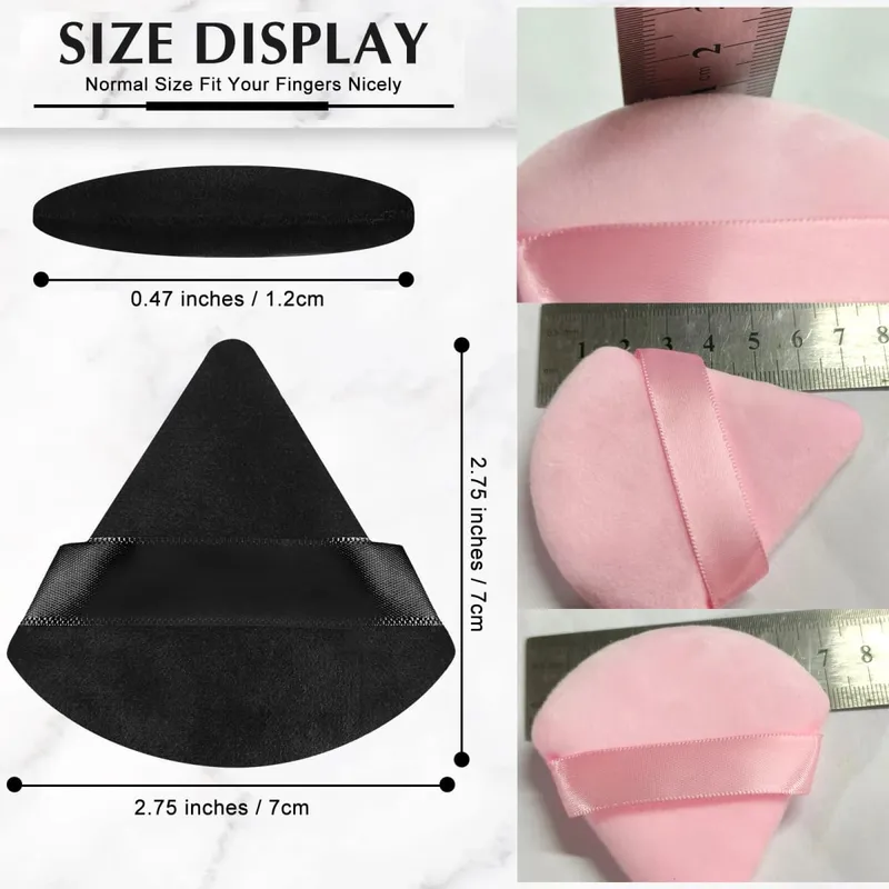 Wholesale 50Pcs Triangle Powder Puff Mini Face Makeup Sponge Cosmetics Soft Cotton Face Powder Puff Washable Velvet Makeup Puff — image 2