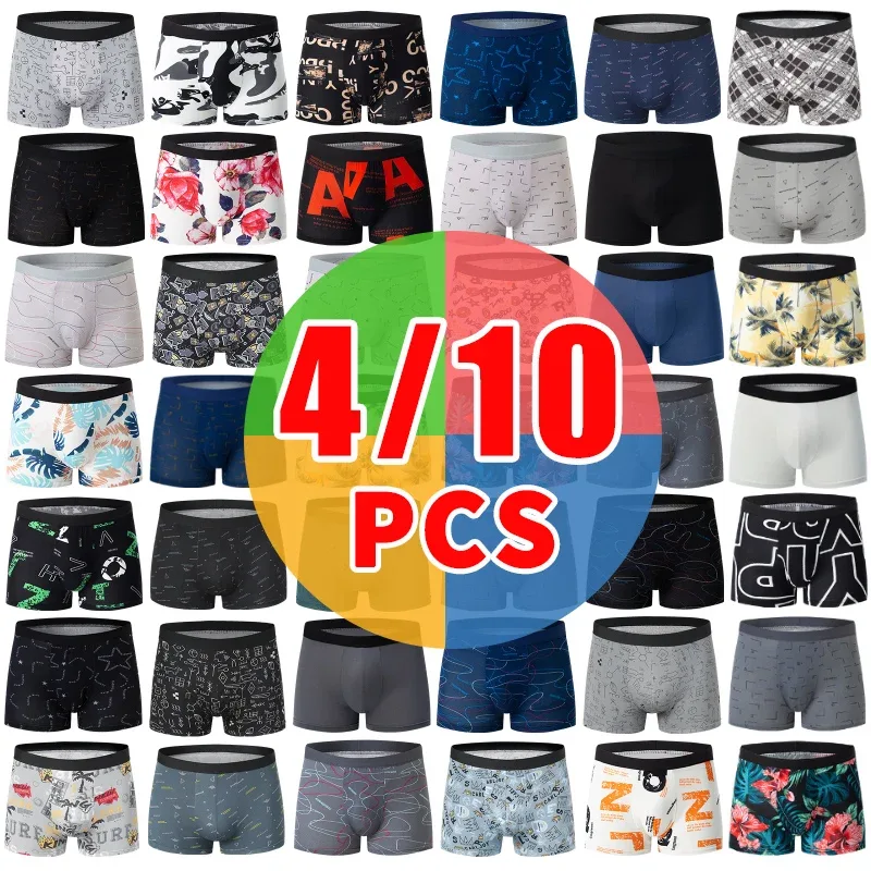 4 balení pánské jednobarevné sexy boxerské prádlo velikosti Evropa a Amerika Antibakteriální prodyšné pánské kraťasy velké velikosti Spodní prádlo — image 18
