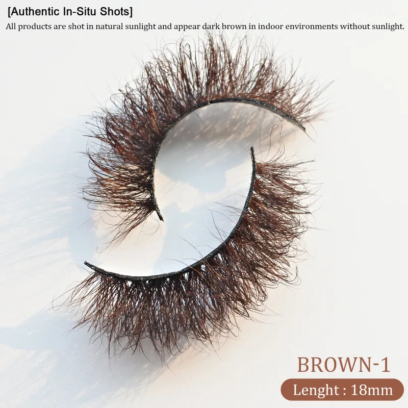 `Dark Brown 3D Mink False Eyelashes Fluffy Wispy Volume Strip Lashes Soft Handmade Brown Mink Lashes Natural Makeup Eye Beauty T — image 8