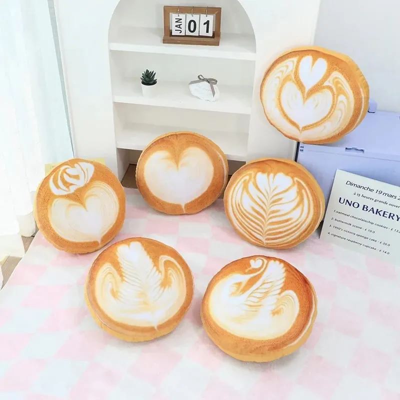36x36cm Latte Coffee Round Plush Pillow Stuffed Soft Drink Food Images Seat Cushion for Sofa Chair Indoor Decor Gift — image 6