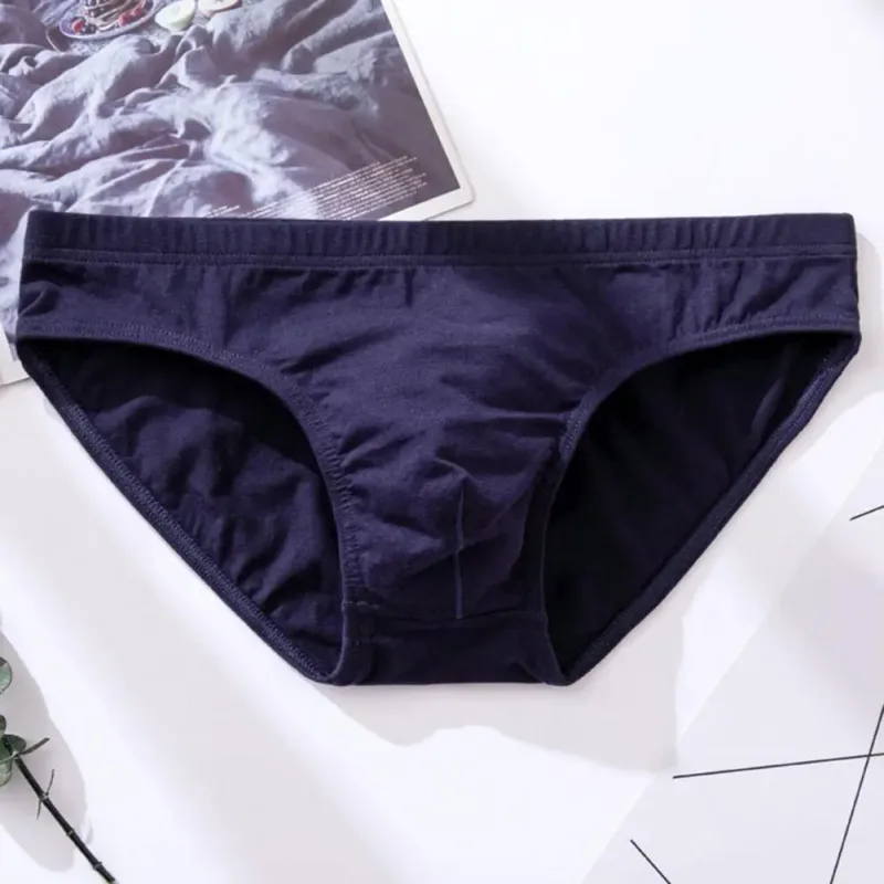 Cotton Briefs Adult Man Briefs Stretchy Breathable Solid Color Male Underwear Low Waist Cotton Underpants Plus Size Men Cotto — image 24