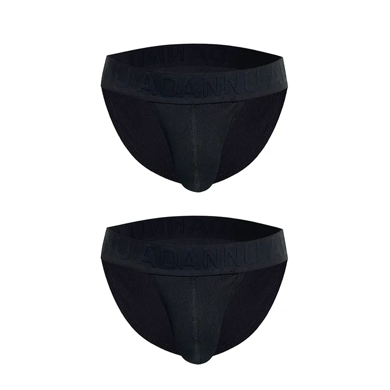 Men's Cotton Ribbed Skin-Friendly Bare Feel Convex Pouch Briefs, Embossed Letter Wide Waistband Slim Fit Underwear — image 33