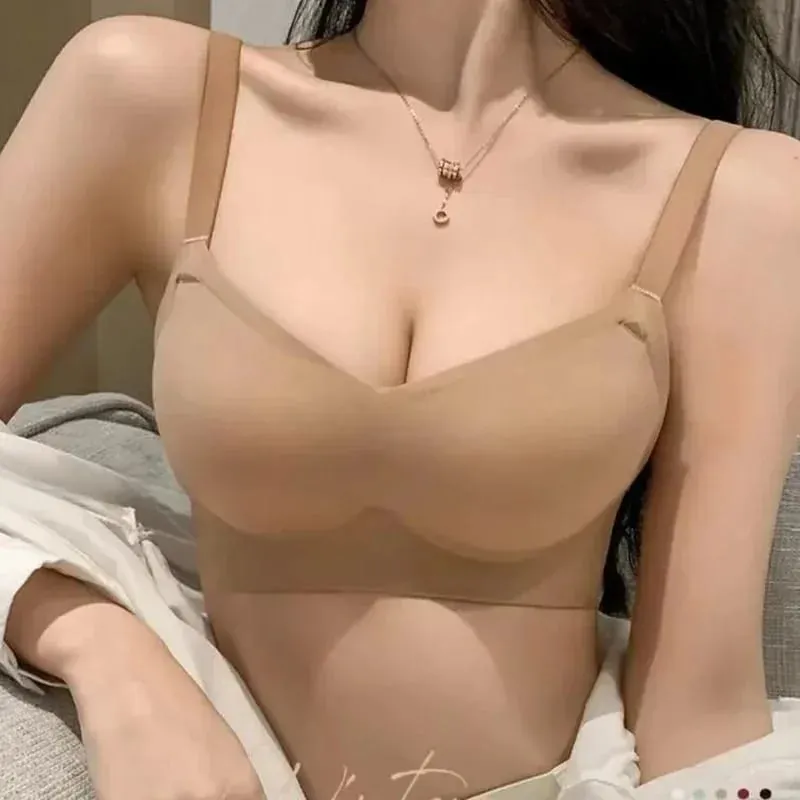 Thickened Steamed Bun Fixed Cup Integrated External Expansion Underwear Women's Flat Chest Small Chest Gathered Big Bra Bras — image 5