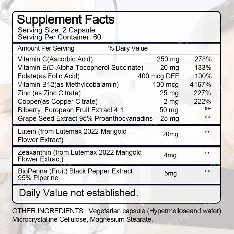 Lutein Ester Capsules Supports Eye Health and Vision Protection Non-GMO Vegan Natural Ingredients Antioxidant Support 120Softgel — image 6