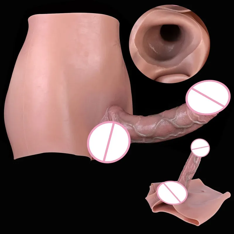 Strap-On Lifelike κάλυμμα πέους насадка на член Large Hollow DildoPants Intimate ενήλικα σεξ παιχνίδι για σεξ ζευγάρια