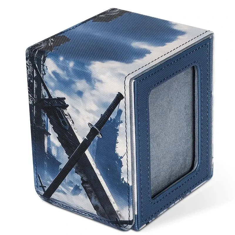 Card Deck Box for Pattern Print Cards with Display Window Hold 100+ Double-Sleeved Cards PU Leather Card Box Fits TCG Cards — image 10