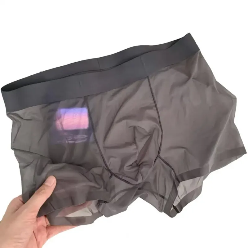 Män Boxer Transparent Lättvikts Underkläder Elastisk U-Konvex Tunn Perspektiv Shorts Sömlösa Trosor
