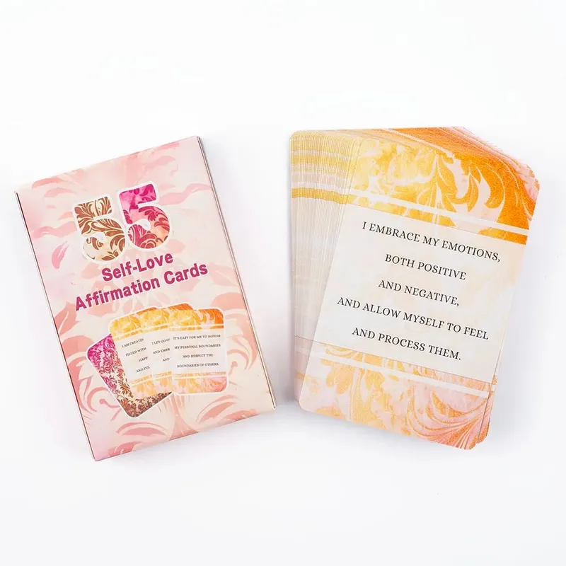 55pcs Self-Love Affirmation Card Set Positive Mental Health Quotes Board Game for Emotional Support And Healing Growth Self-Care