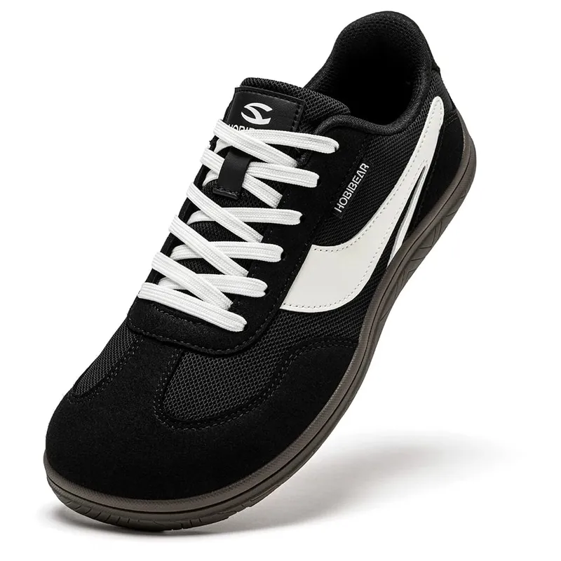 Sapatos descalços largos das mulheres dos homens zero gota tênis minimalistas malha de couro artificial retro sapatos de caminhada