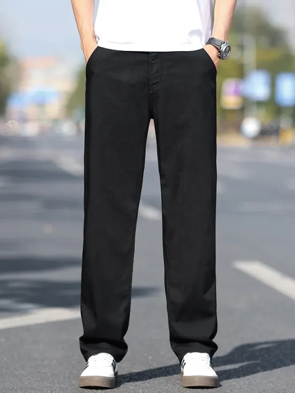 Loose Wide-leg Men's Thin Jeans Lyocell Soft Drape Fabric Comfort Trousers Spring Summer Fashion Brand Washing Denim Pants — image 5