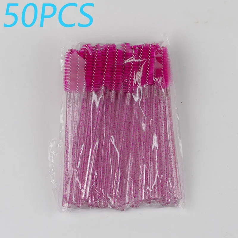 50pcs Crystal Rod Disposable Eyelash Brushes Eyelash Comb Eyebrow Comb Eyelash Curl Spiral Multi purpose Portable Makeup Brush