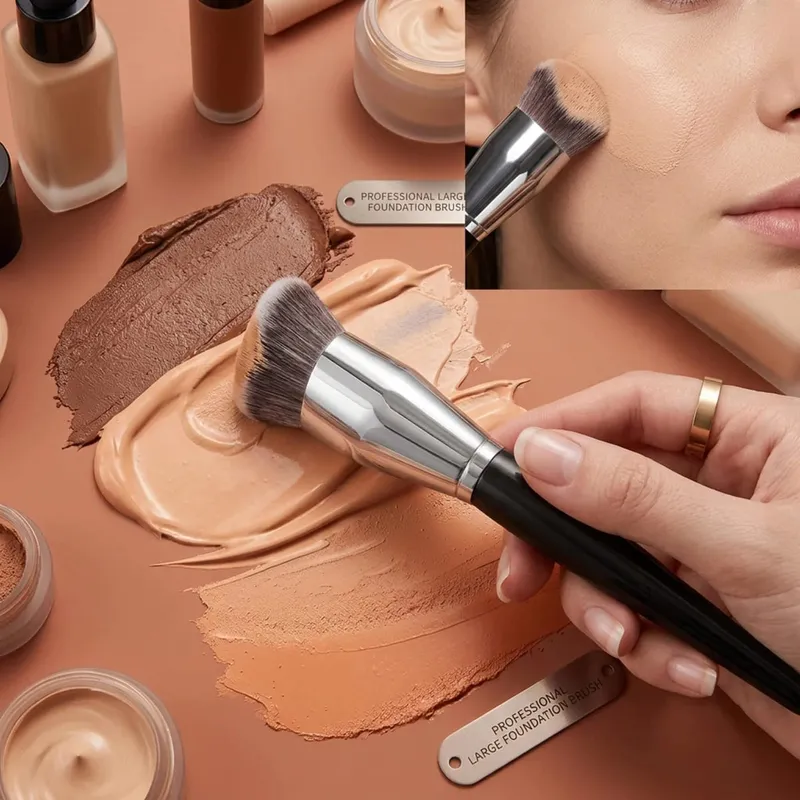 Profession Foundation Brush Round Oblique Head Soft Bristles Kabuki Brush for Contouring Dense Bristles