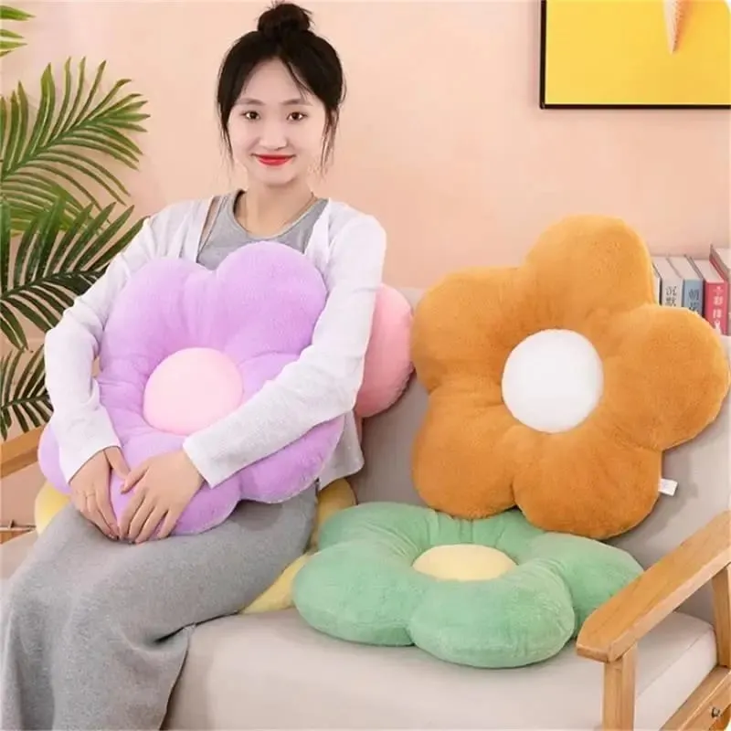 Practical 35cm Kawaii Colorful Flower Plush Pillow Cushion Soft Sunflower Plant Mat Stuffed Sofa Bed Sleeping Back Decor Gifts — image 5