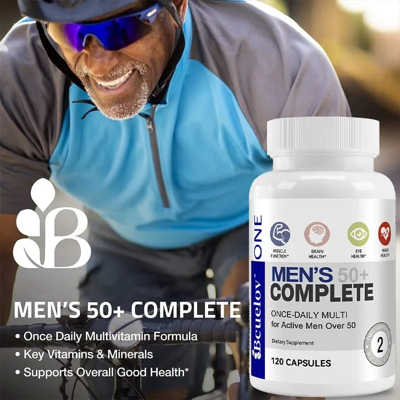 Men's Multivitamin for 50+ - Enhances Memory and Cognition Supports Brain Eye and Heart Health Boosts Energy and Immunity