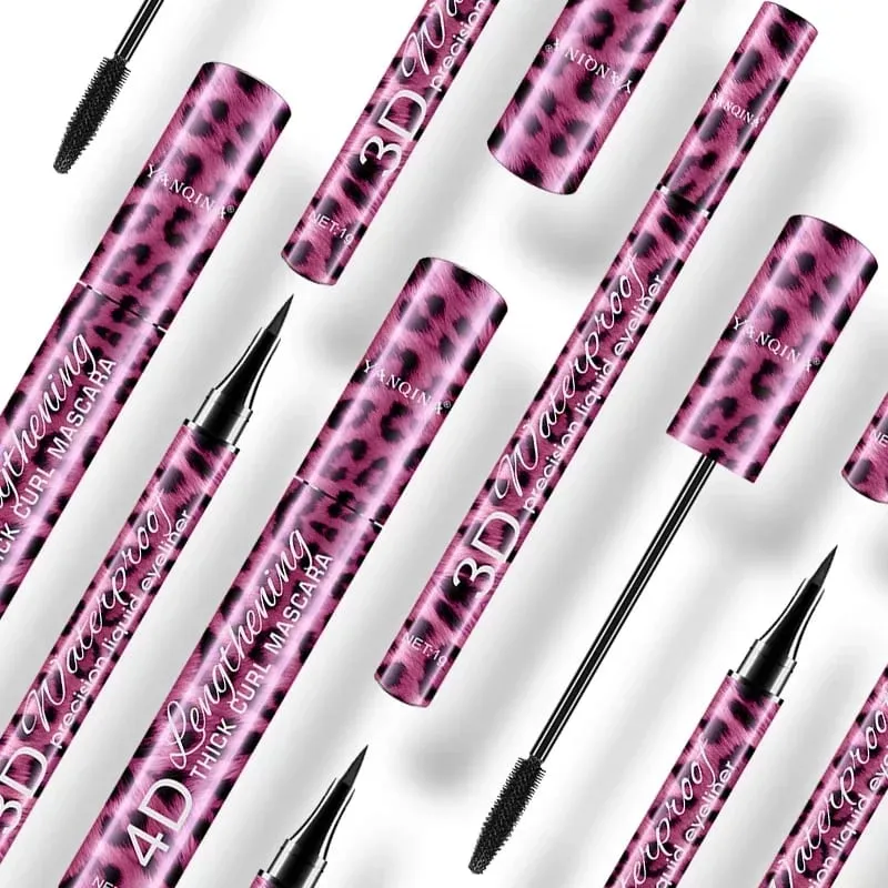 Liquid Eyeliner Pencil+4D Waterproof Mascara Set Cosmetics Eye Liner Thick Curling Mascara Eyebrow Pencil Eyes Makeup — image 6