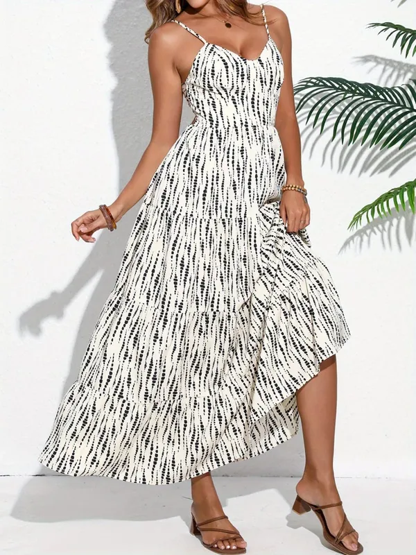Women's Bohemian-Style Spaghetti Strap Wrap Dress with Lace-Up Back – Long Dress for Vacations and Getaways — image 7