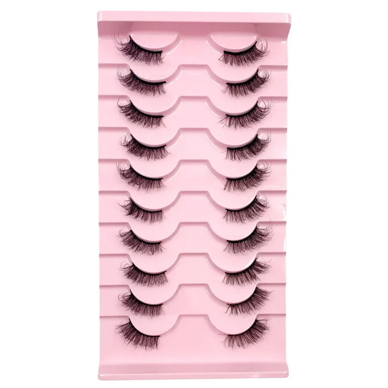 3D Cat Eye Lashes Half Eyelashes 10Pairs Half Lashes Natural Clear Stem False Eyelash Extension Makeup Faux Cils maquiag