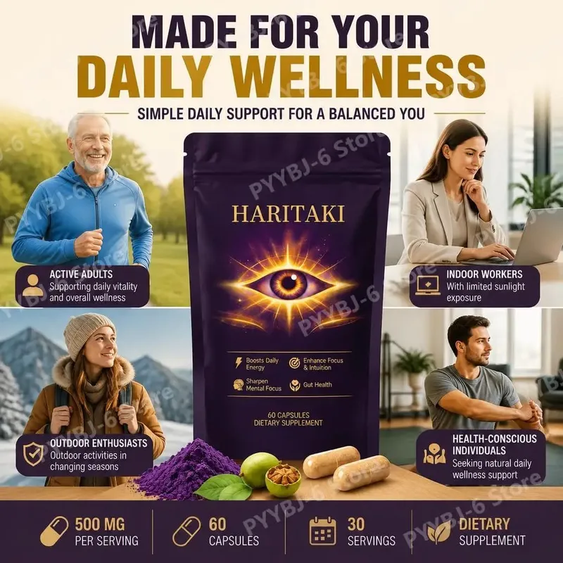 Haritaki Fruit Powder Capsules 500mg Digestive Balance and Gut Health Support Daily Wellness Formula 60 Capsules