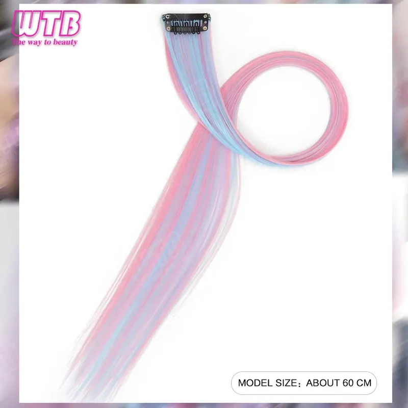 WTB Ice Cream Color Synthetic Hair Extension Wig with BB Clip Style Suitable for Women to Wear During Holidays and Events