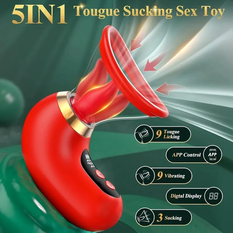 5IN1 Tongue Clitoral Sucker Vibrator APP Control Clit Stimulator Female Masturbation LCD Display Sex Toys for Women Couple