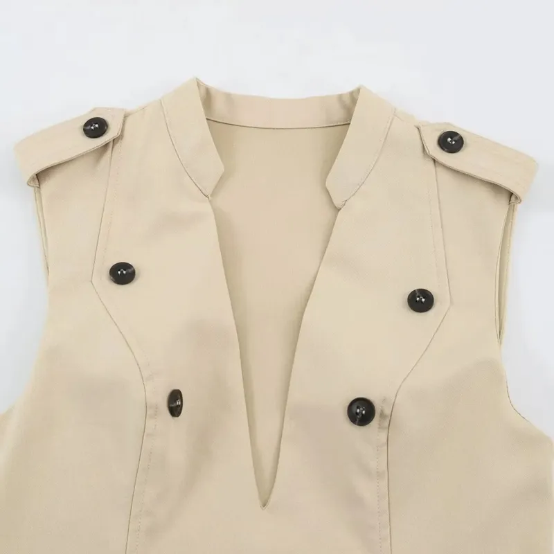 Chic Solid Fashion 2026 Women Mini Dress Autumn Holiday Zipper Ruffles Sleeveless Dresses Elegant Female Slim Vestidos — image 5