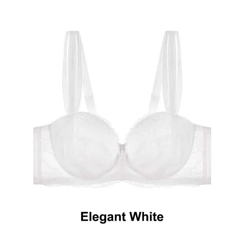 Women French Lace Minimizer Bra For Large Bust Anti Sagging Full Coverage Plus Size Underwire Bra Gathering Support Lingerie — image 9