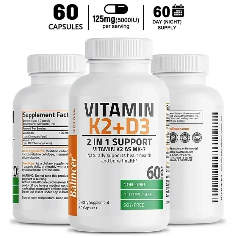Vitamin K2 (MK7) with D3 Supplement Non-GMO Formula Vitamin D and K Complex Natural Support for Heart Immune Bone Health — image 9